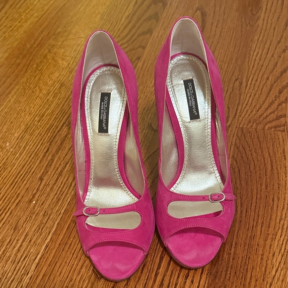Dolce & Gabbana Fuchsia Peep Toe Heels - Picture 1 of 5